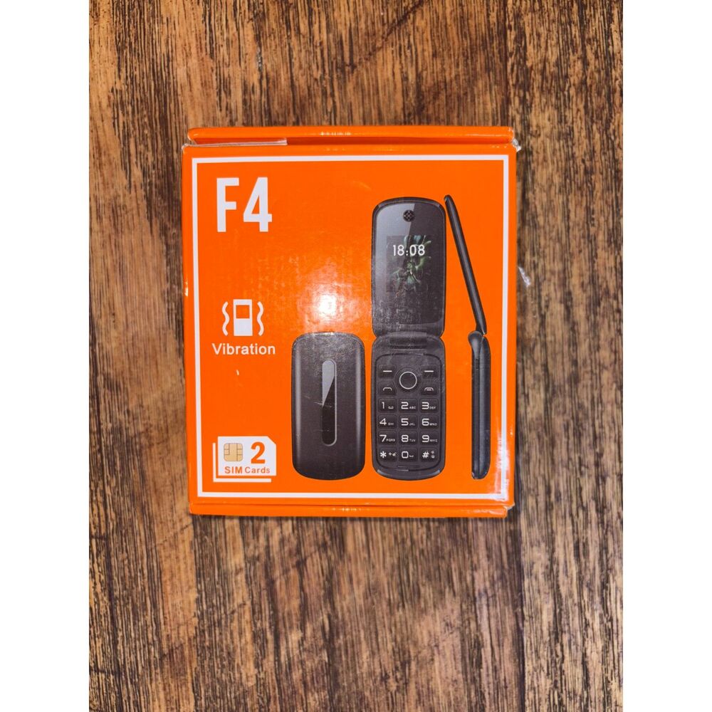 S-Mobile F4 Flip Phone Chrome Black Dual SIM Open Box Phone & Charger